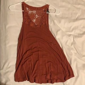 High neck lace razor back tank top